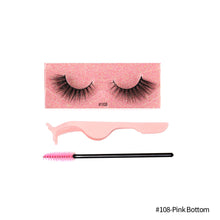 Load image into Gallery viewer, 1Pair 3D Faux Mink Eyelash Thick Fluffy Natural Eyelash Makeup False Eyelashes Brushes Set with Tweezers Eyelash Brush
