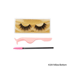 Load image into Gallery viewer, 1Pair 3D Faux Mink Eyelash Thick Fluffy Natural Eyelash Makeup False Eyelashes Brushes Set with Tweezers Eyelash Brush
