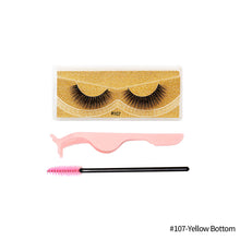 Load image into Gallery viewer, 1Pair 3D Faux Mink Eyelash Thick Fluffy Natural Eyelash Makeup False Eyelashes Brushes Set with Tweezers Eyelash Brush
