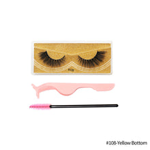 Load image into Gallery viewer, 1Pair 3D Faux Mink Eyelash Thick Fluffy Natural Eyelash Makeup False Eyelashes Brushes Set with Tweezers Eyelash Brush
