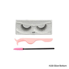 Load image into Gallery viewer, 1Pair 3D Faux Mink Eyelash Thick Fluffy Natural Eyelash Makeup False Eyelashes Brushes Set with Tweezers Eyelash Brush
