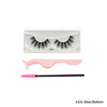 Load image into Gallery viewer, 1Pair 3D Faux Mink Eyelash Thick Fluffy Natural Eyelash Makeup False Eyelashes Brushes Set with Tweezers Eyelash Brush
