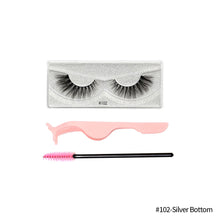 Load image into Gallery viewer, 1Pair 3D Faux Mink Eyelash Thick Fluffy Natural Eyelash Makeup False Eyelashes Brushes Set with Tweezers Eyelash Brush
