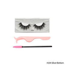 Load image into Gallery viewer, 1Pair 3D Faux Mink Eyelash Thick Fluffy Natural Eyelash Makeup False Eyelashes Brushes Set with Tweezers Eyelash Brush
