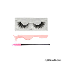 Load image into Gallery viewer, 1Pair 3D Faux Mink Eyelash Thick Fluffy Natural Eyelash Makeup False Eyelashes Brushes Set with Tweezers Eyelash Brush
