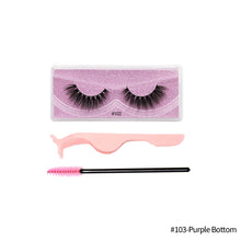 Load image into Gallery viewer, 1Pair 3D Faux Mink Eyelash Thick Fluffy Natural Eyelash Makeup False Eyelashes Brushes Set with Tweezers Eyelash Brush
