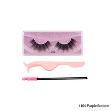Load image into Gallery viewer, 1Pair 3D Faux Mink Eyelash Thick Fluffy Natural Eyelash Makeup False Eyelashes Brushes Set with Tweezers Eyelash Brush
