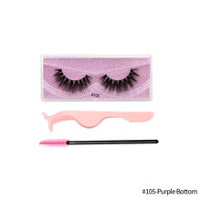Load image into Gallery viewer, 1Pair 3D Faux Mink Eyelash Thick Fluffy Natural Eyelash Makeup False Eyelashes Brushes Set with Tweezers Eyelash Brush
