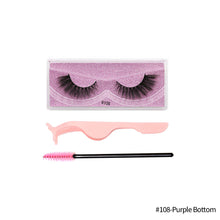 Load image into Gallery viewer, 1Pair 3D Faux Mink Eyelash Thick Fluffy Natural Eyelash Makeup False Eyelashes Brushes Set with Tweezers Eyelash Brush
