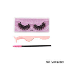 Load image into Gallery viewer, 1Pair 3D Faux Mink Eyelash Thick Fluffy Natural Eyelash Makeup False Eyelashes Brushes Set with Tweezers Eyelash Brush
