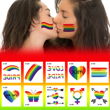 Load image into Gallery viewer, Heart Butterfly Face Sticker Rainbow Geometric Flower Arm Tattoo Sticker Body Arm Art Fake Flash Tatoos Stickers Women Men LGBT
