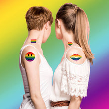 Load image into Gallery viewer, Heart Butterfly Face Sticker Rainbow Geometric Flower Arm Tattoo Sticker Body Arm Art Fake Flash Tatoos Stickers Women Men LGBT
