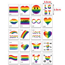 Load image into Gallery viewer, Heart Butterfly Face Sticker Rainbow Geometric Flower Arm Tattoo Sticker Body Arm Art Fake Flash Tatoos Stickers Women Men LGBT
