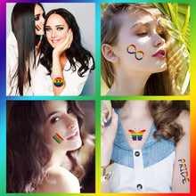 Load image into Gallery viewer, Heart Butterfly Face Sticker Rainbow Geometric Flower Arm Tattoo Sticker Body Arm Art Fake Flash Tatoos Stickers Women Men LGBT
