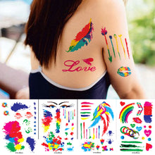 Load image into Gallery viewer, Temporary Fake Tattoo Gay Waterproof Sticker Rainbow Flag Face Cosmetic Leg Arm Body Art for Men Women Tattoo Stickers
