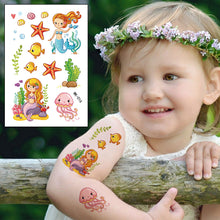 Load image into Gallery viewer, Kids Temporary Tattoo Sticker Cool Cartoon Fake Tattoo Hand Foot Waterproof Tattoos Mermaid Princess Tattoo Stickers For Boy Children
