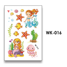 Load image into Gallery viewer, Kids Temporary Tattoo Sticker Cool Cartoon Fake Tattoo Hand Foot Waterproof Tattoos Mermaid Princess Tattoo Stickers For Boy Children
