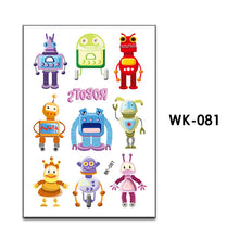 Load image into Gallery viewer, Fake Tattoo Stickers Cartoon Creative Cute Robot Temporary Tattoo Kids Children Hands Arm DIY Body Art for Kids Boy Girls
