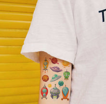 Load image into Gallery viewer, Kids Fake Tattoo Sticker Temporary Tattoos Cartoon Space Planet Alien Waterproof Tatoo Hand Art Tatto For Children Gril Boy

