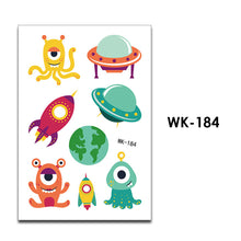 Load image into Gallery viewer, Kids Fake Tattoo Sticker Temporary Tattoos Cartoon Space Planet Alien Waterproof Tatoo Hand Art Tatto For Children Gril Boy
