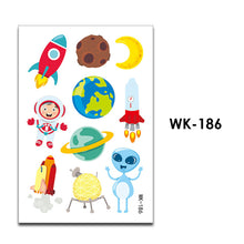Load image into Gallery viewer, Kids Fake Tattoo Sticker Temporary Tattoos Cartoon Space Planet Alien Waterproof Tatoo Hand Art Tatto For Children Gril Boy
