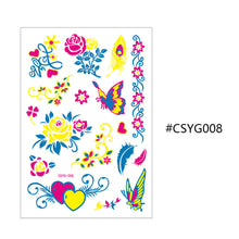 Load image into Gallery viewer, Creative Fluorescent Flower Arm Tattoo Stickers Face Butterfly Flower Stickers Waterproof Feather Tattoo Arm Tattoo Stickers
