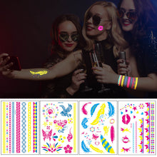 Load image into Gallery viewer, Fluorescent Flower Butterfly Tattoo Stickers Creative Face Arm Stickers Waterproof Feather Tattoo Arm Tattoo Stickers
