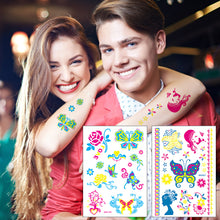 Load image into Gallery viewer, Fluorescent Flower Butterfly Tattoo Stickers Creative Face Arm Stickers Waterproof Feather Tattoo Arm Tattoo Stickers
