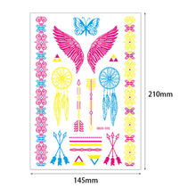 Load image into Gallery viewer, Fluorescent Flower Butterfly Tattoo Stickers Creative Face Arm Stickers Waterproof Feather Tattoo Arm Tattoo Stickers

