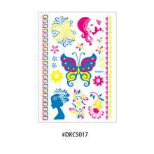 Load image into Gallery viewer, Fluorescent Flower Butterfly Tattoo Stickers Creative Face Arm Stickers Waterproof Feather Tattoo Arm Tattoo Stickers
