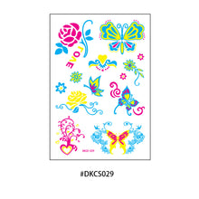 Load image into Gallery viewer, Fluorescent Flower Butterfly Tattoo Stickers Creative Face Arm Stickers Waterproof Feather Tattoo Arm Tattoo Stickers
