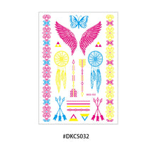 Load image into Gallery viewer, Fluorescent Flower Butterfly Tattoo Stickers Creative Face Arm Stickers Waterproof Feather Tattoo Arm Tattoo Stickers
