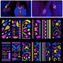 Load image into Gallery viewer, Creative Fluorescent Flower Arm Tattoo Stickers Face Stickers Waterproof Feather Colorful Night Arm Women Sexy Tattoo Stickers
