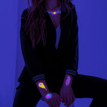 Load image into Gallery viewer, Creative Fluorescent Flower Arm Tattoo Stickers Face Stickers Waterproof Feather Colorful Night Arm Women Sexy Tattoo Stickers
