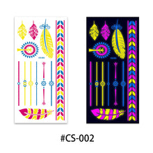 Load image into Gallery viewer, Creative Fluorescent Flower Arm Tattoo Stickers Face Stickers Waterproof Feather Colorful Night Arm Women Sexy Tattoo Stickers
