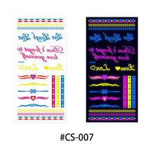 Load image into Gallery viewer, Creative Fluorescent Flower Arm Tattoo Stickers Face Stickers Waterproof Feather Colorful Night Arm Women Sexy Tattoo Stickers
