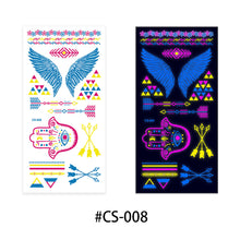 Load image into Gallery viewer, Creative Fluorescent Flower Arm Tattoo Stickers Face Stickers Waterproof Feather Colorful Night Arm Women Sexy Tattoo Stickers

