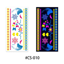 Load image into Gallery viewer, Creative Fluorescent Flower Arm Tattoo Stickers Face Stickers Waterproof Feather Colorful Night Arm Women Sexy Tattoo Stickers
