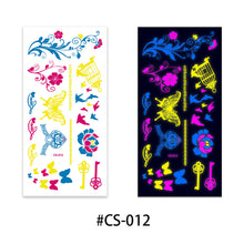 Load image into Gallery viewer, Creative Fluorescent Flower Arm Tattoo Stickers Face Stickers Waterproof Feather Colorful Night Arm Women Sexy Tattoo Stickers
