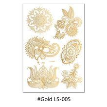 Load image into Gallery viewer, Hot Gold Rose Gold Hannah Lace Bridal Mandala Tattoo Sticker Sexy Summer Creative Body Arm Women Men Tattoo Stickers

