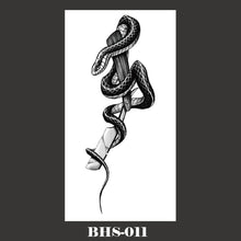 Load image into Gallery viewer, Snake Tattoo Stickers Dark Tide Cool Flower Arm Black Mamba Dead Man Snake Skull Tattoo Stickers Women Cool Body Stickers

