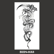 Load image into Gallery viewer, Snake Tattoo Stickers Dark Tide Cool Flower Arm Black Mamba Dead Man Snake Skull Tattoo Stickers Women Cool Body Stickers
