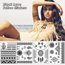 Load image into Gallery viewer, Creative Black Lace Tattoo Applique Arm Sexy Black and White Lace Tattoo Sticker Fashion Body Arm Flower Tattoo Stickers
