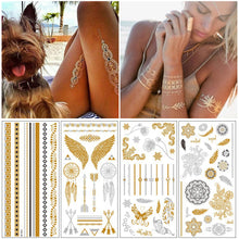 Load image into Gallery viewer, Hot Stamping Tattoo Sticker Water Transfer Metal Waterproof Tattoo Sticker Party Sexy Women Men Body Arm Art Tattoo Stickers
