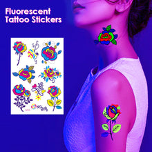Load image into Gallery viewer, Creative Fluorescent Butterfly Face Tattoo Stickers Bar Rose Stickers Flower Arm Waterproof Environmental Protection Tattoo Stickers
