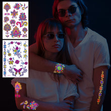 Load image into Gallery viewer, Creative Fluorescent Butterfly Face Tattoo Stickers Bar Rose Stickers Flower Arm Waterproof Environmental Protection Tattoo Stickers
