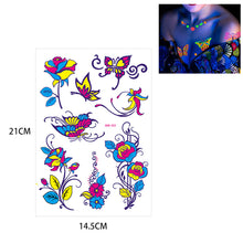 Load image into Gallery viewer, Creative Fluorescent Butterfly Face Tattoo Stickers Bar Rose Stickers Flower Arm Waterproof Environmental Protection Tattoo Stickers
