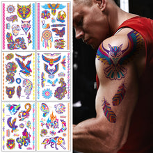 Load image into Gallery viewer, Temporary Owl Animal Halloween Fluorescent Flower Leather Arm Tattoo Sticker Creative Color Fluorescent Arm Water Transfer Stickers
