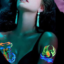 Load image into Gallery viewer, Temporary Owl Animal Halloween Fluorescent Flower Leather Arm Tattoo Sticker Creative Color Fluorescent Arm Water Transfer Stickers
