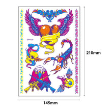 Load image into Gallery viewer, Temporary Owl Animal Halloween Fluorescent Flower Leather Arm Tattoo Sticker Creative Color Fluorescent Arm Water Transfer Stickers
